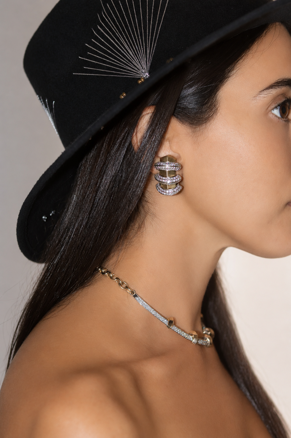Triple Threat Crescent Earring